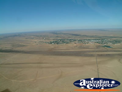 Longreach View from Helicopter of Town from a Distance . . . CLICK TO VIEW ALL LONGREACH POSTCARDS