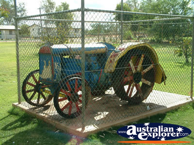 Cunnamulla Old Tractor in Park . . . CLICK TO VIEW ALL CUNNAMULLA POSTCARDS