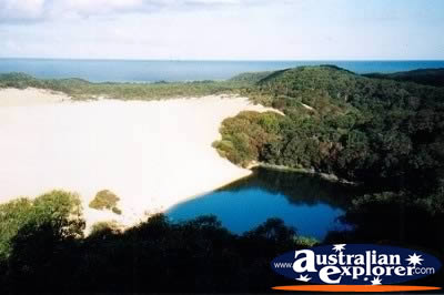 Fraser Island View Over Lake Wabby . . . CLICK TO VIEW ALL FRASER ISLAND (LAKE WABBY) POSTCARDS