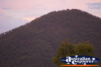 Sunset at the Lookout . . . CLICK TO VIEW ALL GLASS HOUSE MOUNTAINS POSTCARDS