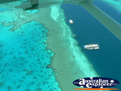 View over the Reef from a Seaplane . . . CLICK TO VIEW ALL WHITSUNDAYS (HEART REEF) POSTCARDS