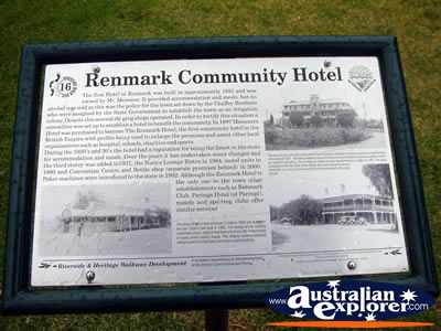 Renmark Hotel Plaque . . . CLICK TO VIEW ALL RENMARK POSTCARDS