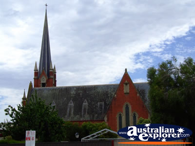 Outside View of Echuca Church . . . CLICK TO VIEW ALL ECHUCA POSTCARDS