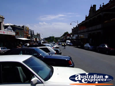 Closeup of cars parked on a Daylesford Street . . . CLICK TO VIEW ALL DAYLESFORD POSTCARDS