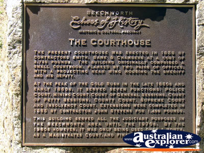 Beechworth Court House Plaque . . . VIEW ALL BEECHWORTH (COURTHOUSE) PHOTOGRAPHS