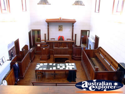 Courtroom at Beechworth Courthouse . . . CLICK TO VIEW ALL BEECHWORTH (COURTHOUSE) POSTCARDS