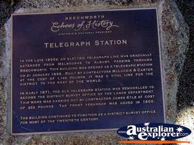 Beechworth Telegraph Station Plaque . . . CLICK TO VIEW ALL BEECHWORTH POSTCARDS