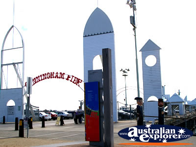 Entrance to Cunningham Pier in Geelong . . . CLICK TO VIEW ALL GEELONG POSTCARDS