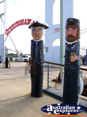 Statues on Cunningham Pier . . . CLICK TO VIEW ALL GEELONG POSTCARDS
