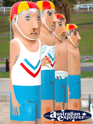 Statues on Geelong Waterfront . . . CLICK TO VIEW ALL GEELONG (ESPLANADE) POSTCARDS