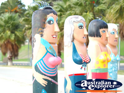 Closeup of Statues by the Waterfront . . . CLICK TO VIEW ALL GEELONG (ESPLANADE) POSTCARDS