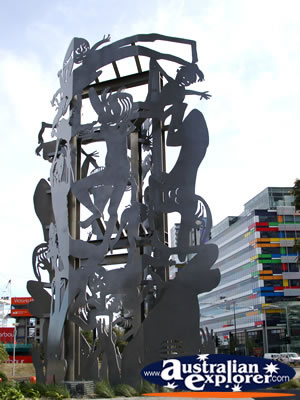 Sculpture on Harbour Esplanade . . . CLICK TO VIEW ALL MELBOURNE (HARBOUR ESPLANADE) POSTCARDS