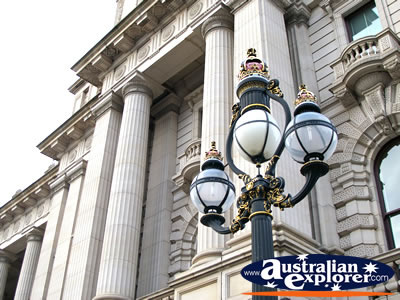 Pretty Streetlight by Parliament House . . . CLICK TO VIEW ALL MELBOURNE (PARLIAMENT HOUSE) POSTCARDS