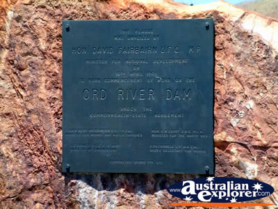Lake Argyle Ord River Dam Plaque . . . CLICK TO VIEW ALL LAKE ARGYLE POSTCARDS