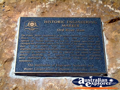 Lake Argyle Plaque . . . CLICK TO VIEW ALL LAKE ARGYLE POSTCARDS