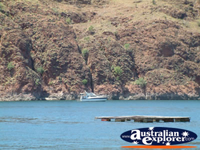 Lake Argyle and Boat . . . CLICK TO VIEW ALL LAKE ARGYLE POSTCARDS