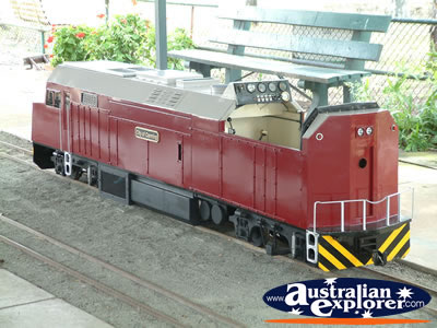 Red Train on Tracks at Perth Train Club . . . VIEW ALL PERTH (TRAIN CLUB) PHOTOGRAPHS