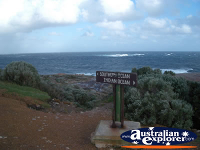 Cape Leeuwin Oceans Merge Sign . . . CLICK TO VIEW ALL CAPE LEEUWIN POSTCARDS